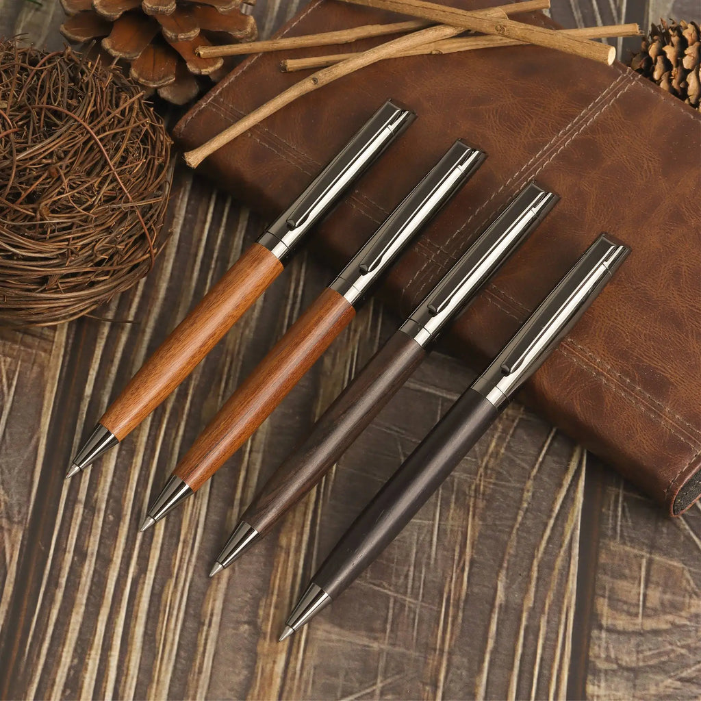 High-grade Ballpoint Pen with Metal & Wood Spliced Barrel, Smooth Writing, Minimalist Elegant Design, Black Ink, Ideal for Business Office Use