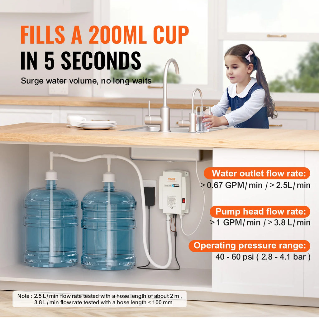 SucceBuy 2x5Gal Bottled Water Dispenser Pump System Dispensing System Auto Electric Water Dispenser Double-Pipe Water Jug Pump
