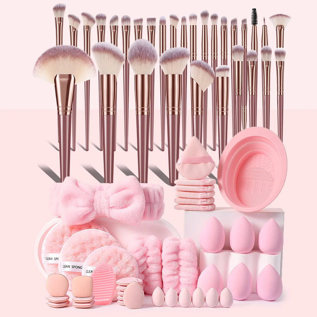 68PCS Makeup Tools：30PCS Makeup brush set+8PCS Makeup Tools+12PCS Makeup Sponges+18PCS Powder Puffs