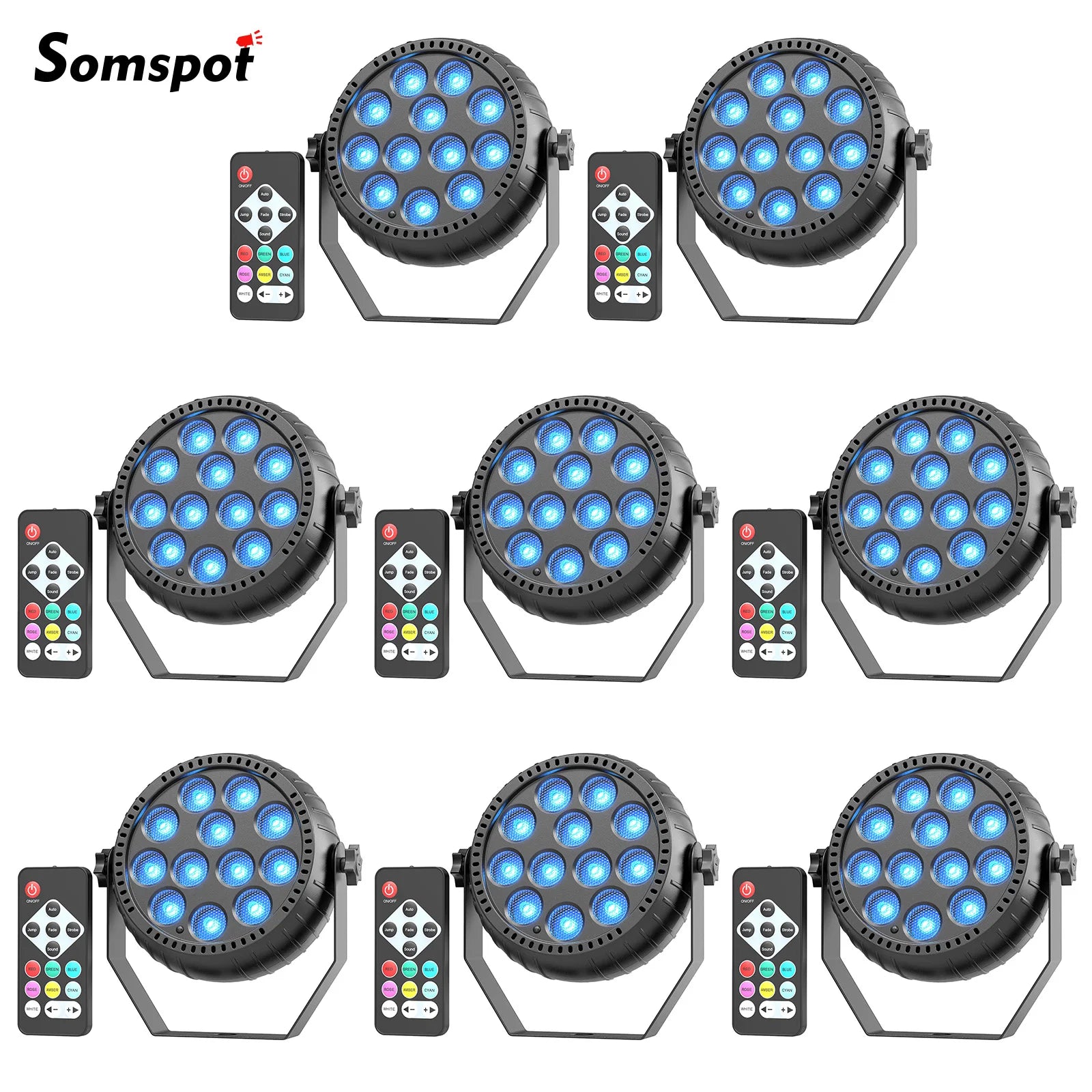 Somspot Mini 4/8PCS LED RGB Par Lights Remote & DMX Control Stage Light Effect Projector for Church Wedding Party Club Music Liv