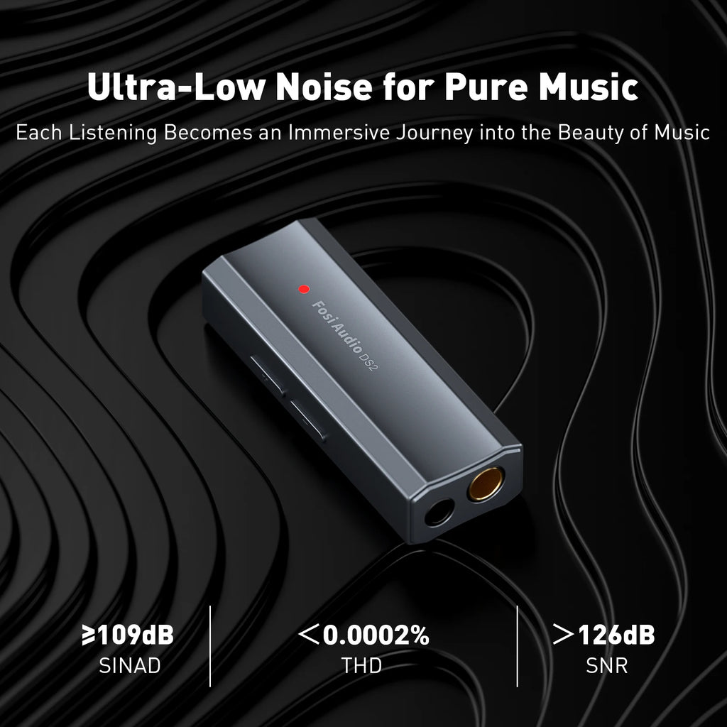 Fosi Audio DS2 Mini Audio USB DAC Dongle Headphone Amplifier DSD Decoder Amp Support 32bit/384kHz with 3.5MM & 4.4MM Balanced