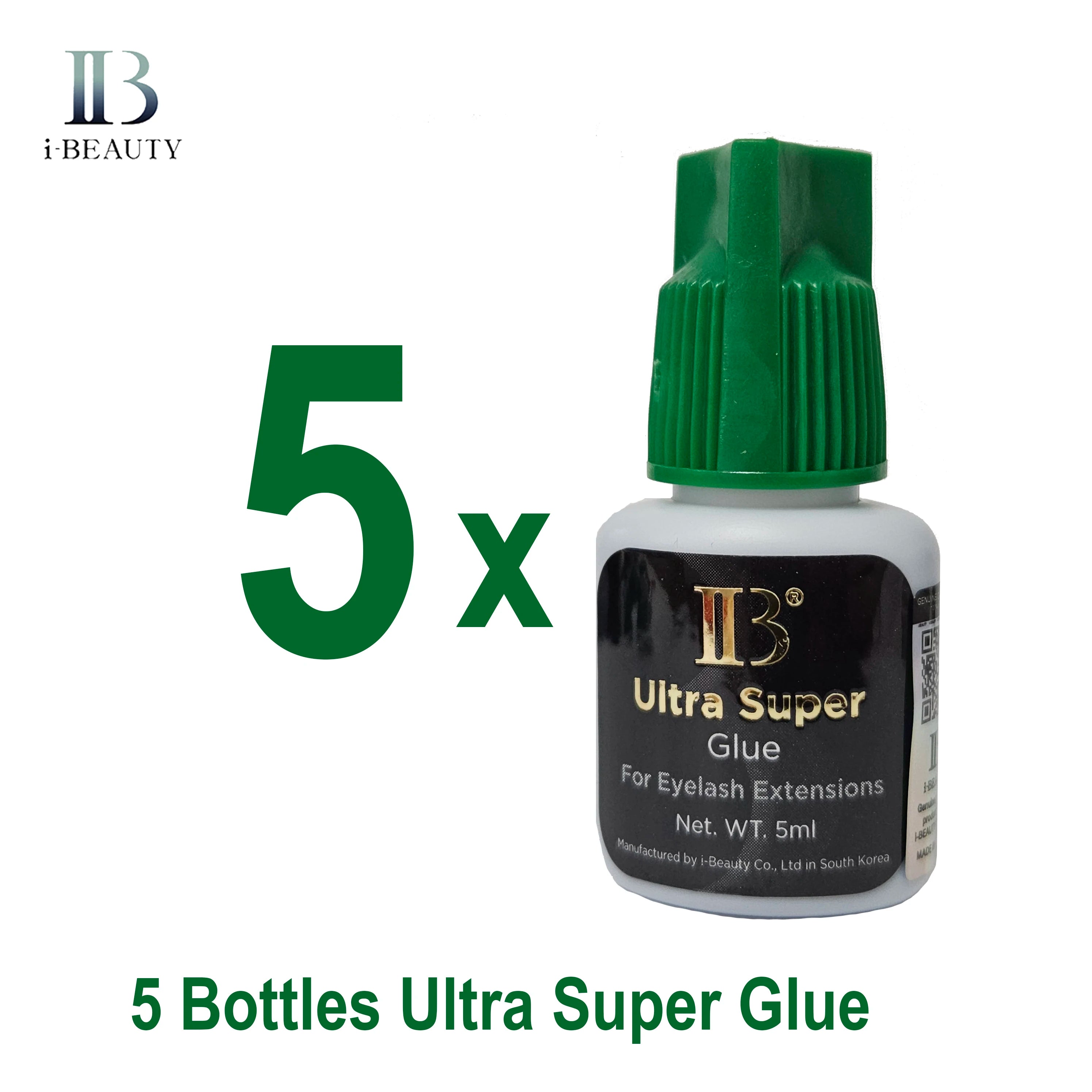 5 Bottles/lot IB Ultra Super Glue Eyelash Extensions Super Glue Green Cap Korea Individual 5ml Fast Drying Lash Glue Wholesale