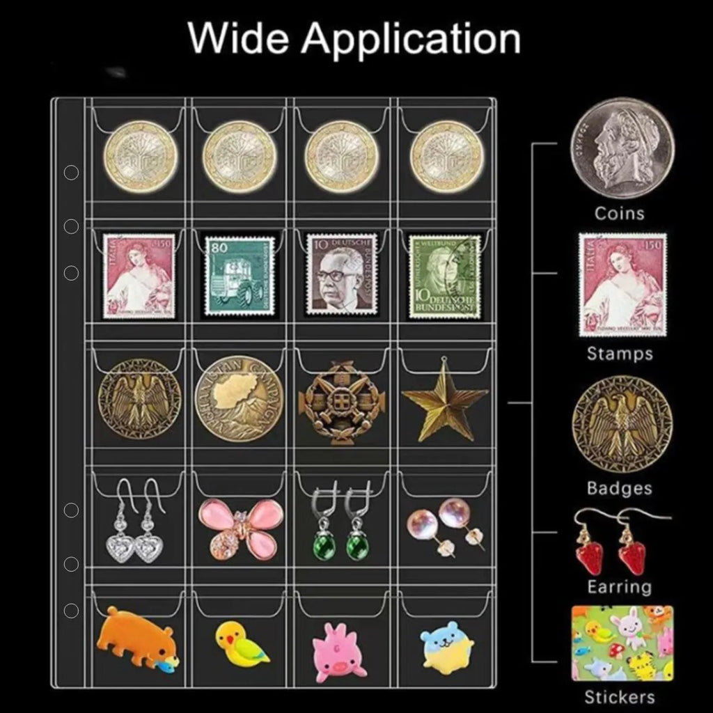 10 pieces of PVC film with 200 compartments, suitable for storing commemorative coins, coins, and small accessories