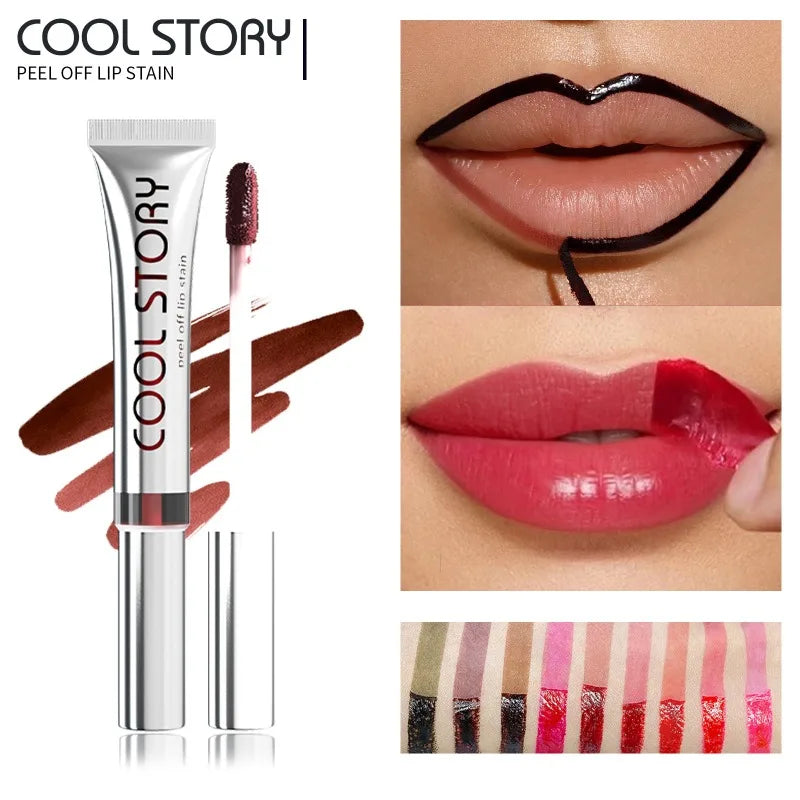 2 in 1 Lip Stain & Lipliner Matte Peel Off Lip Glaze Lipstick Quick Drying Lasting Non Stick Cup Lipliner Red Lip Gloss Makeup