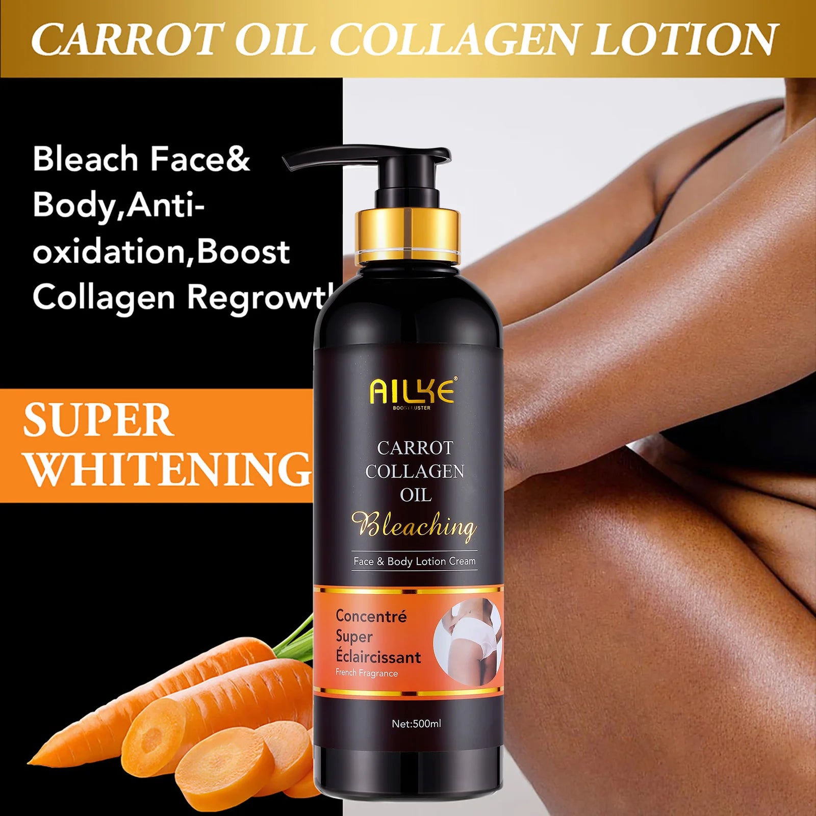 AILKE Whitening Skin Care Kit With Collagen, Natural Carotene, Moisturize, Reduce Dark Spots, Lightening, For All Skin Types