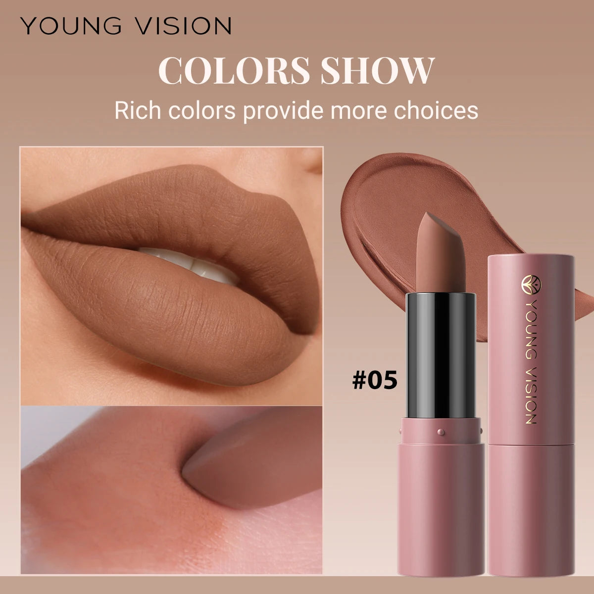 matte lipstick full and rich colors natural moisture comfortable fine and smooth texture long-lasting and easy to apply