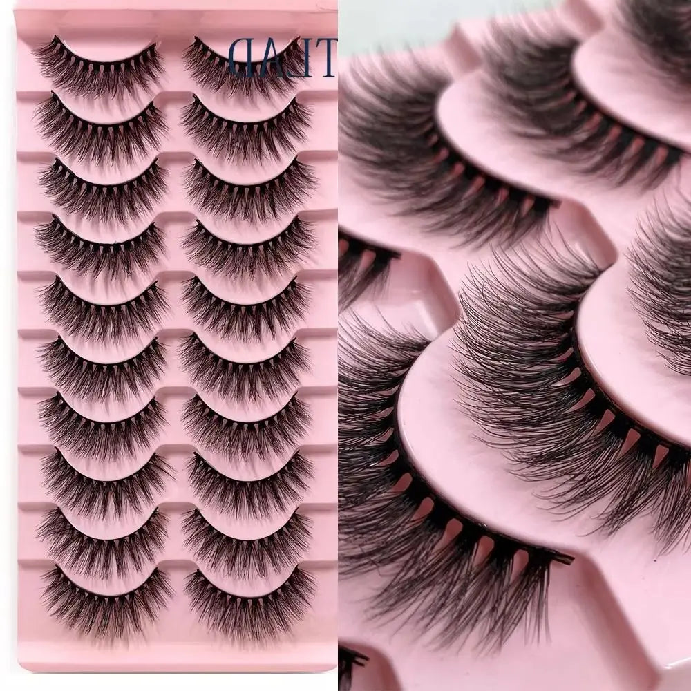 NEW 10pairs 100% Real Fake Mink Eyelashes 3D Natural False Eyelashes 3d Mink Lashes Soft Eyelash Extension Makeup Kit Cilios h13