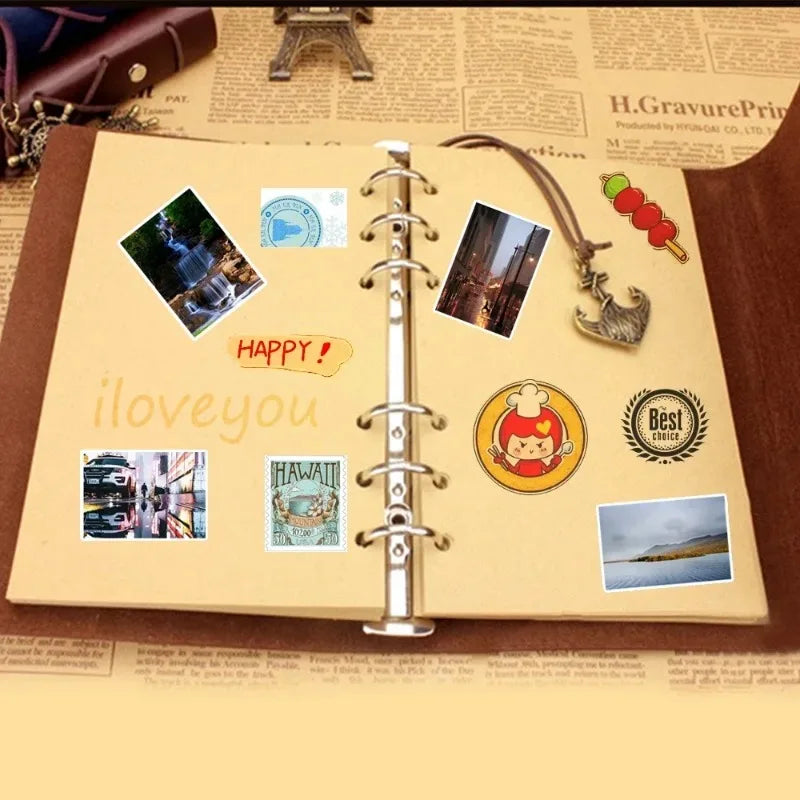 Retro Notebook for Kids Adult Traveler Diary PU Leather Soft Cover Replaceable Kraft Paper Inner 14x10cm Notebooks & Notepads