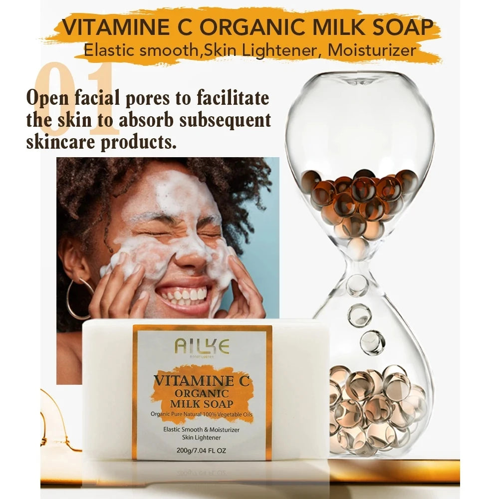 AILKE Vitamin C Set, Reduce Dark Spots, with Lightening Body Lotion, Even Tone Face Cream, Whitening Serum, Brightening Soap
