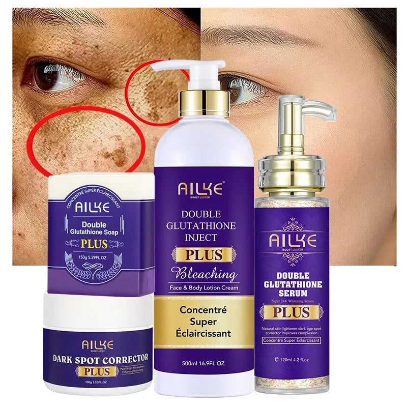 AILKE Glutathione Lighten Body Lotion, Moisturizing, Hydration, Even Skin tone, Improve Dark & Black Skin, Support Private logo