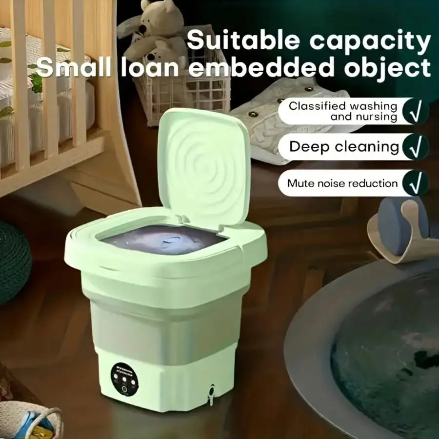 Foldable Mini Washing Machine, Portable Compact Washer For Underwear, Socks & Baby Clothes, Ideal For Dorms, Travel, Business Trips & Small Spaces