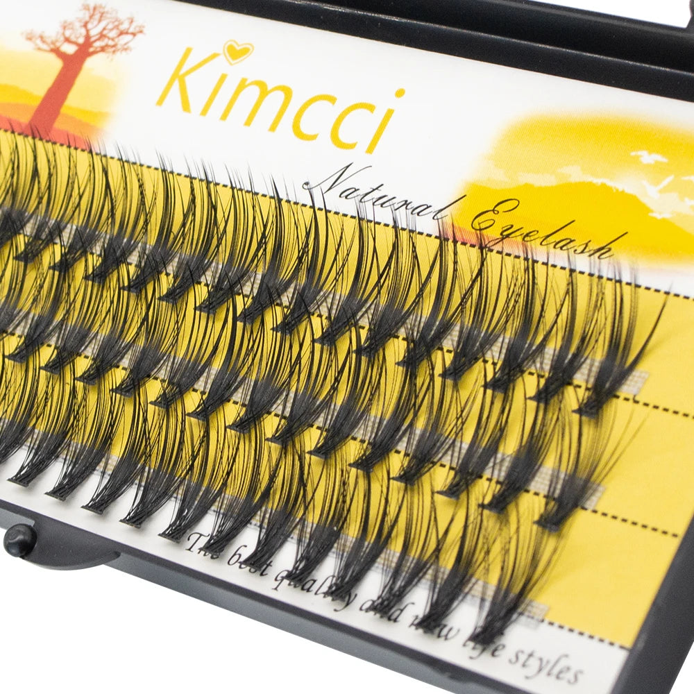 Kimcci 60 Bundles Mink Eyelash Extension Natural 3D Russian Volume Faux Eyelashes Individual 30D Cluster Lashes Makeup Cilia