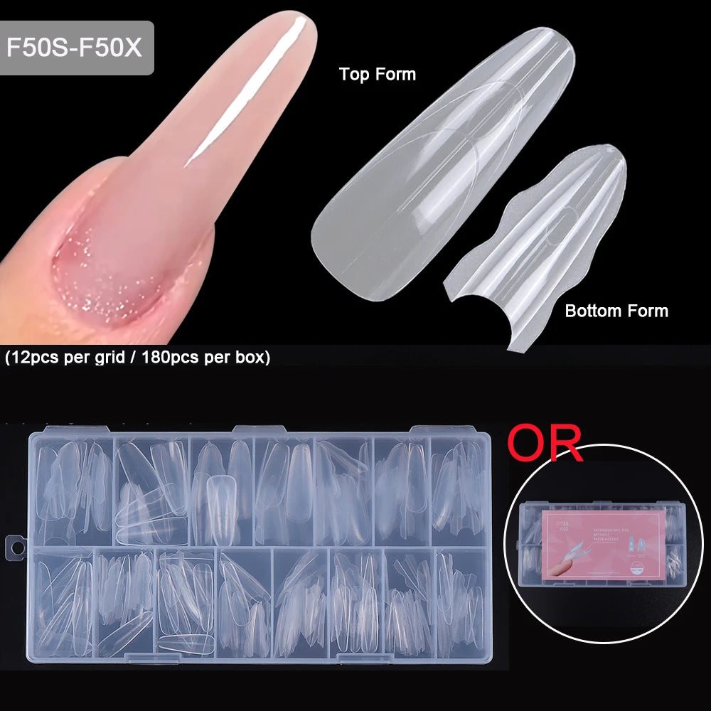 1 Box Dual Nail Forms New 180pcs 15 size Extensions-Dual Forms Long Coffin Almond Top/ Bottom Nail Forms Manicure Extension Tool