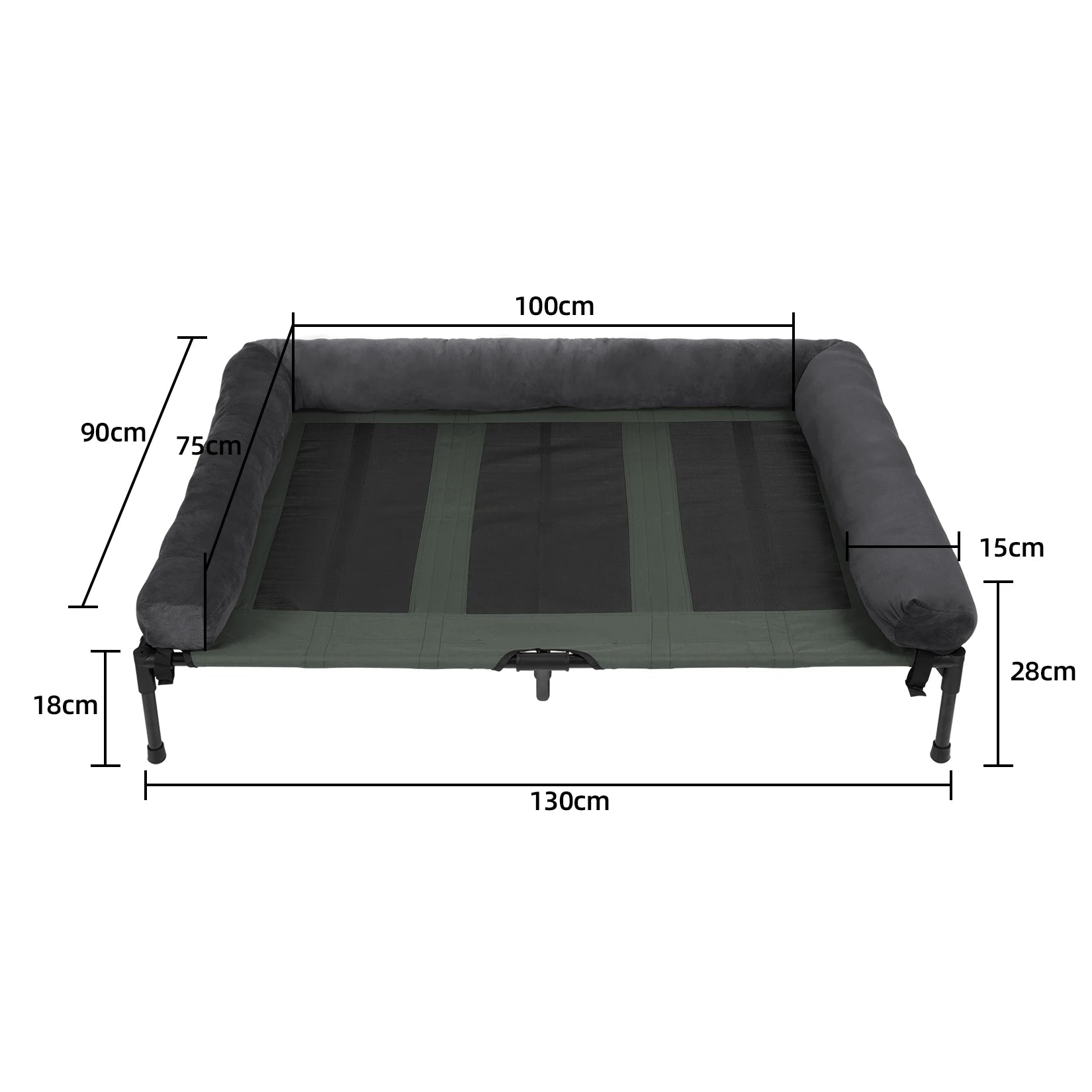 Dog Bed for Dogs and Cats Indoor Outdoor Elevated Pet Lounger Bed with Detachable Plush Bolster Cooling  Summer L XL 2XL