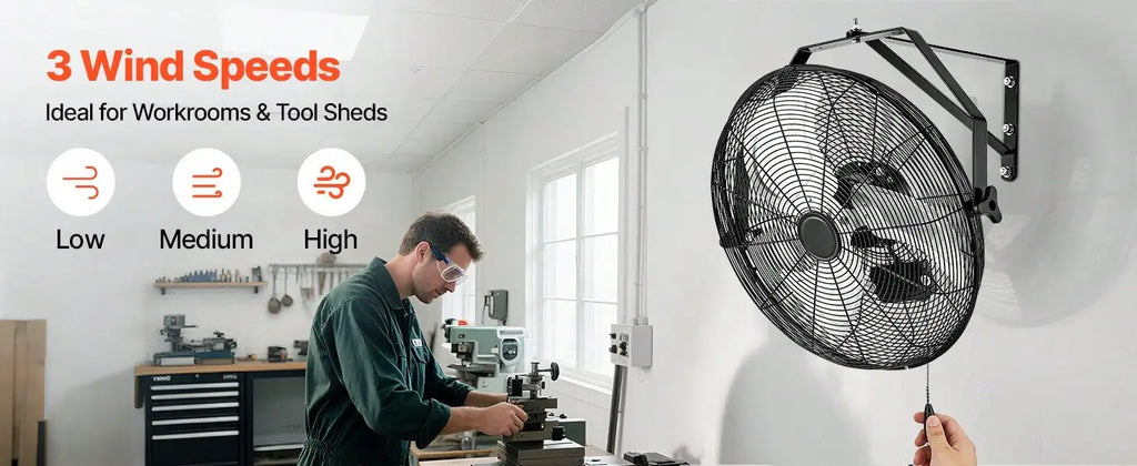 18 Inch Industrial Wall Mount Fan, High Velocity 4000 CFM Indoor Fan With 3 Speeds, Powerful Motor Garage Wall Fan With Aluminum Blades For Workshop, Warehouse, Greenhouse, Commercial
