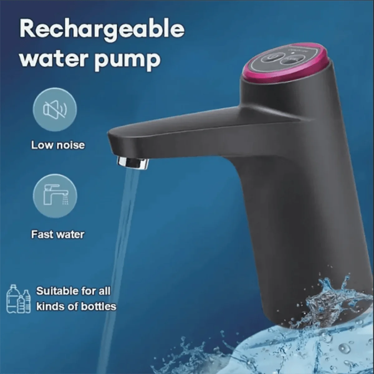 5 Gallon Water Dispenser: USB Rechargeable Kettle Pump-Portable, Automatic And Electric-For Home, Office And Outdoor Use.