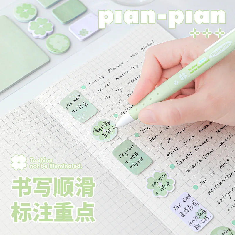 MINKYS Four Leaf Clover Binder Index Sticky Paper Planner Index Sticker List Handheld Memo Pad School Stationery Supplies