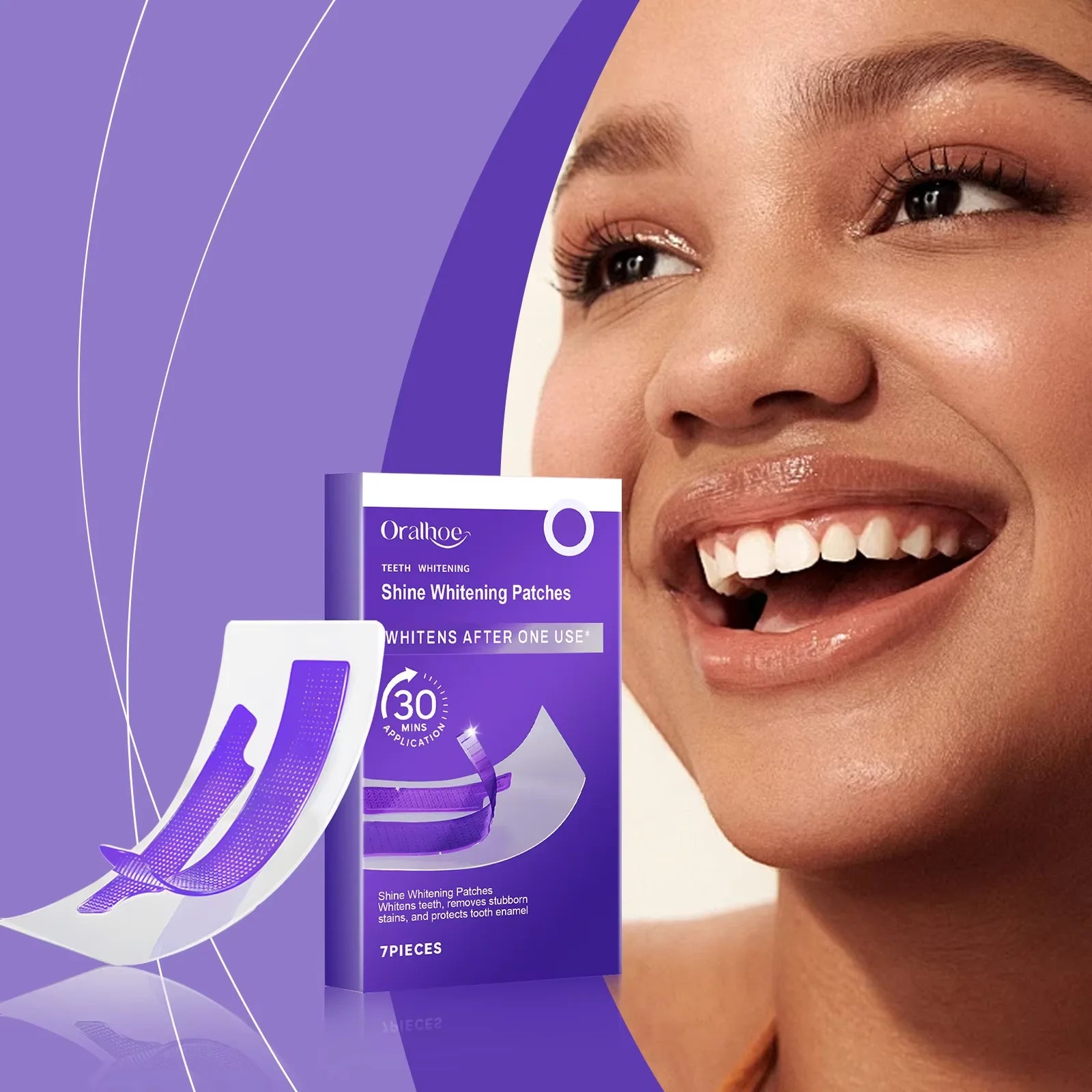 Purple Teeth Whitening Strips Brighten Tooth Remove Plaque Stain Cleaning Oral Hygiene Reduce Sensitivity Bleaching Dental Tools
