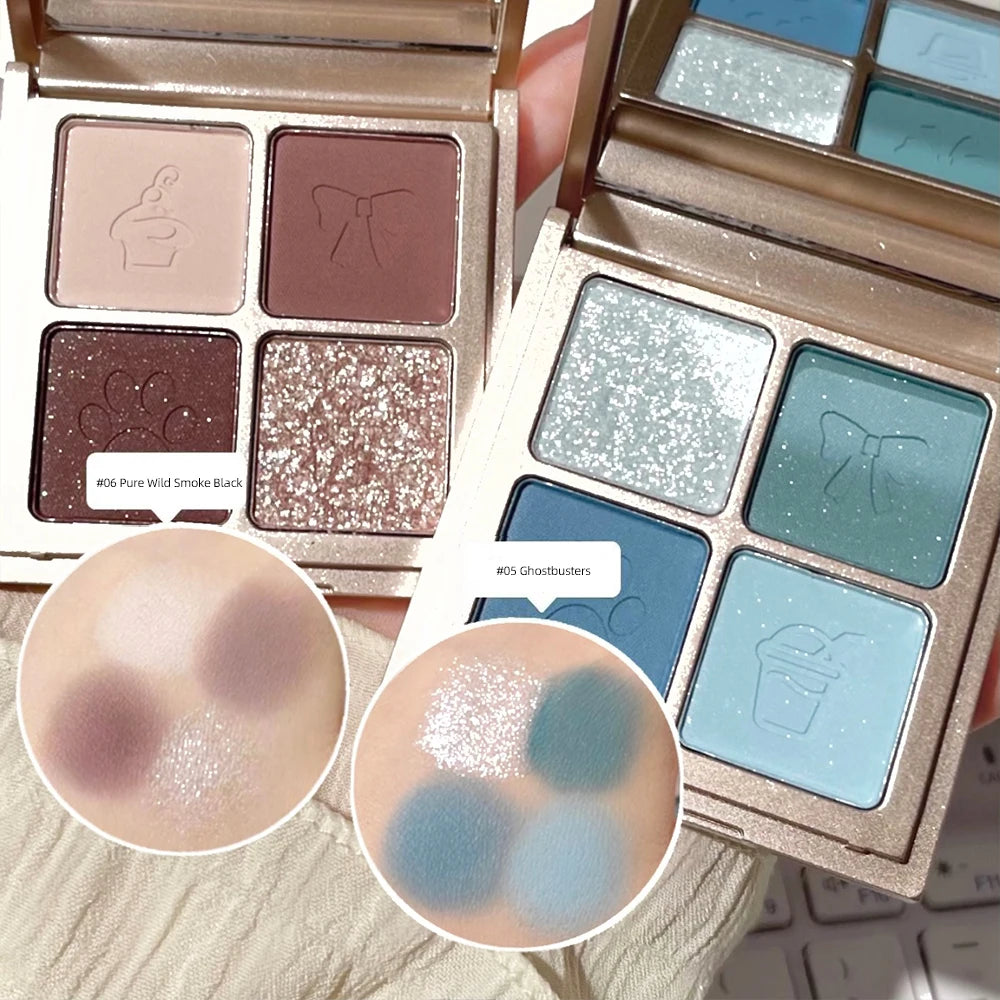 ART VALUE 4 Colors Eyeshadow Palette Glitter Pearly Eye Shadow Nude Long Lasting Charming Eyes Make Up Palette Cosmetics