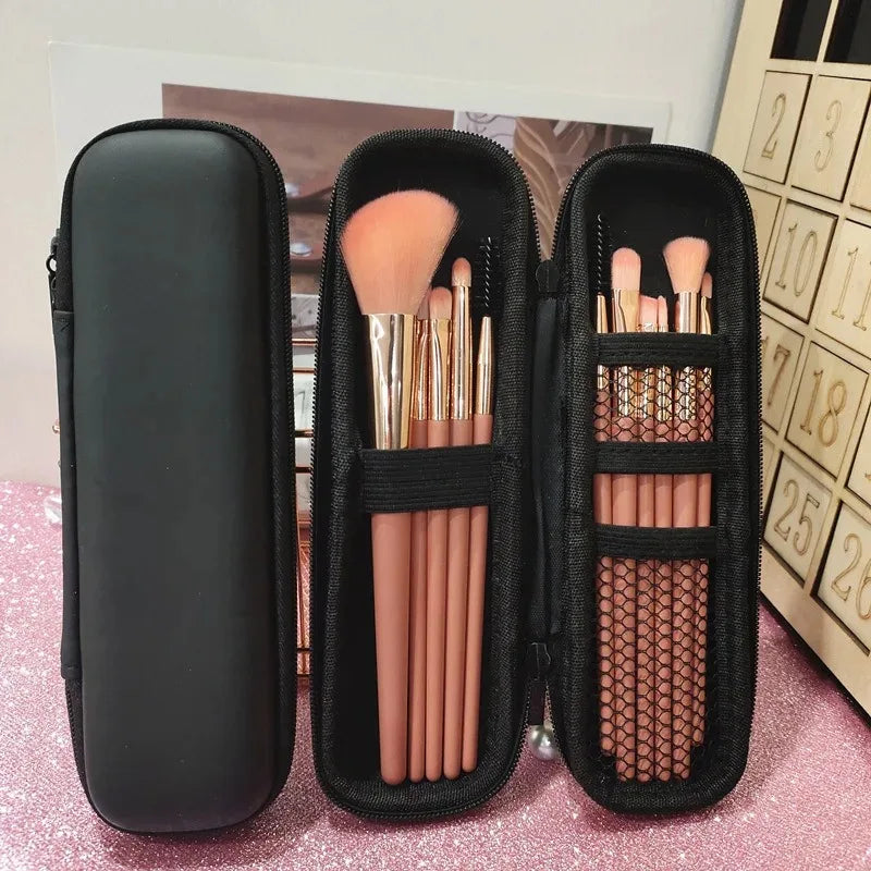 1pc Black Cosmetic Bag Waterproof Double Zipper Makeup Brushes Case Women Storage Bags Portable Travel Brush Holder Makeup Case