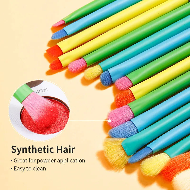 Docolor Eyes Makeup Brushes 15pcs Colorful Professional Eyebrow Eyeshadow Eyeliner Blending Makeup Brushes Set Eye Cosmetic Tool