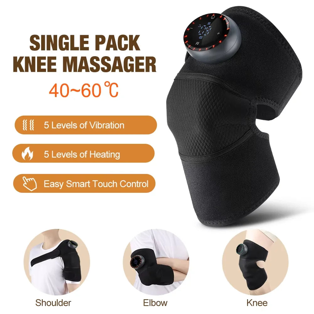 3-in-1 Electric Heating Knee Pad Massager for Shoulder Elbow 5-level Vibration Hot Compress Cordless Massage Muscle Joint Relax