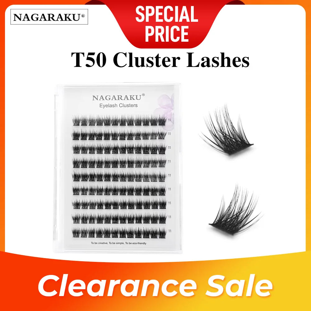 NAGARAKU T50 DIY Cluster Eyelashes Segment Volume Natural Lighter Bundles Makeup Tools Grafted At Home