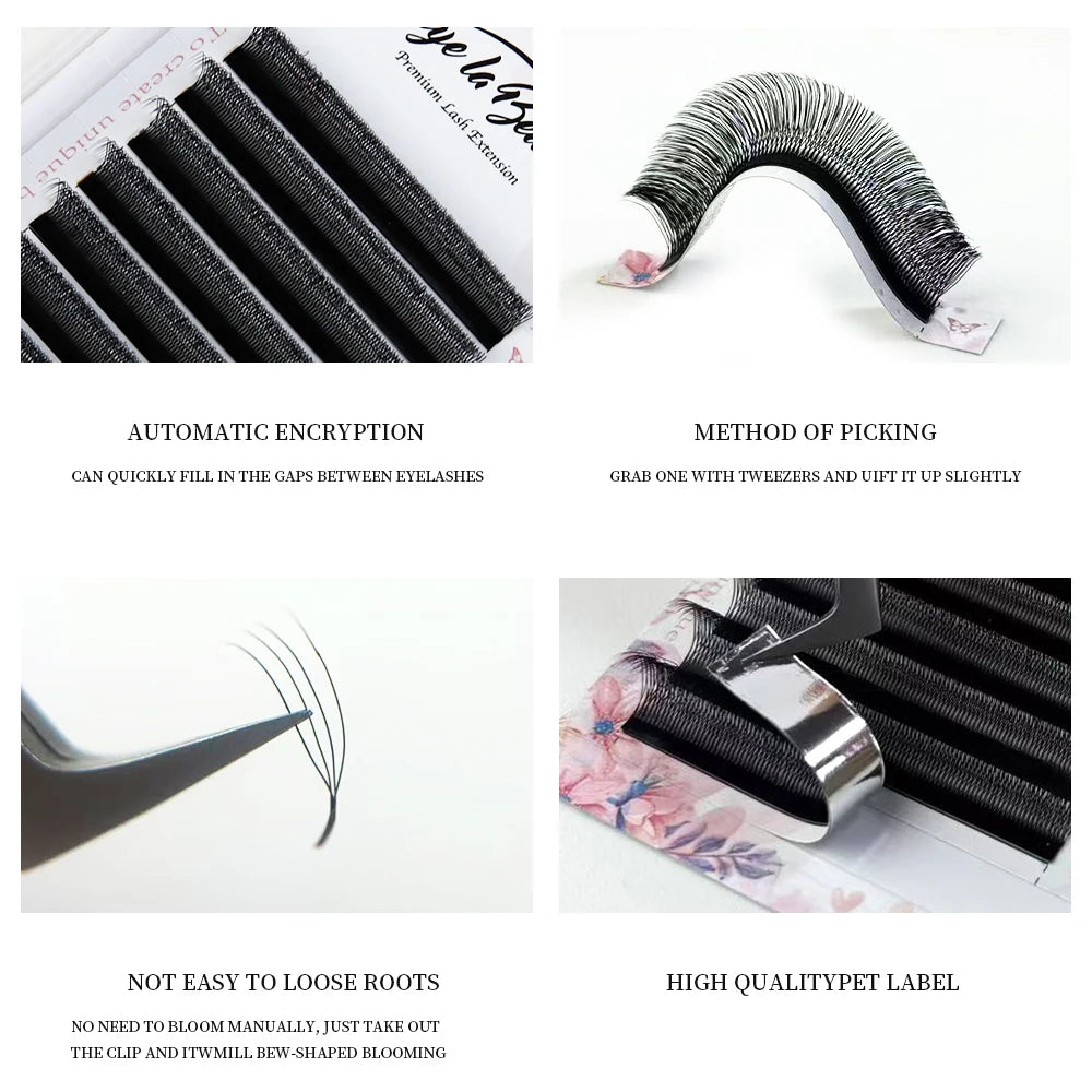 Goddess U Shaped YY 3D 4D 5D Eyelashes Extension Handmade Premium Soft Premade Fan U Lashes Beauty Makeup W Bloom Lashes