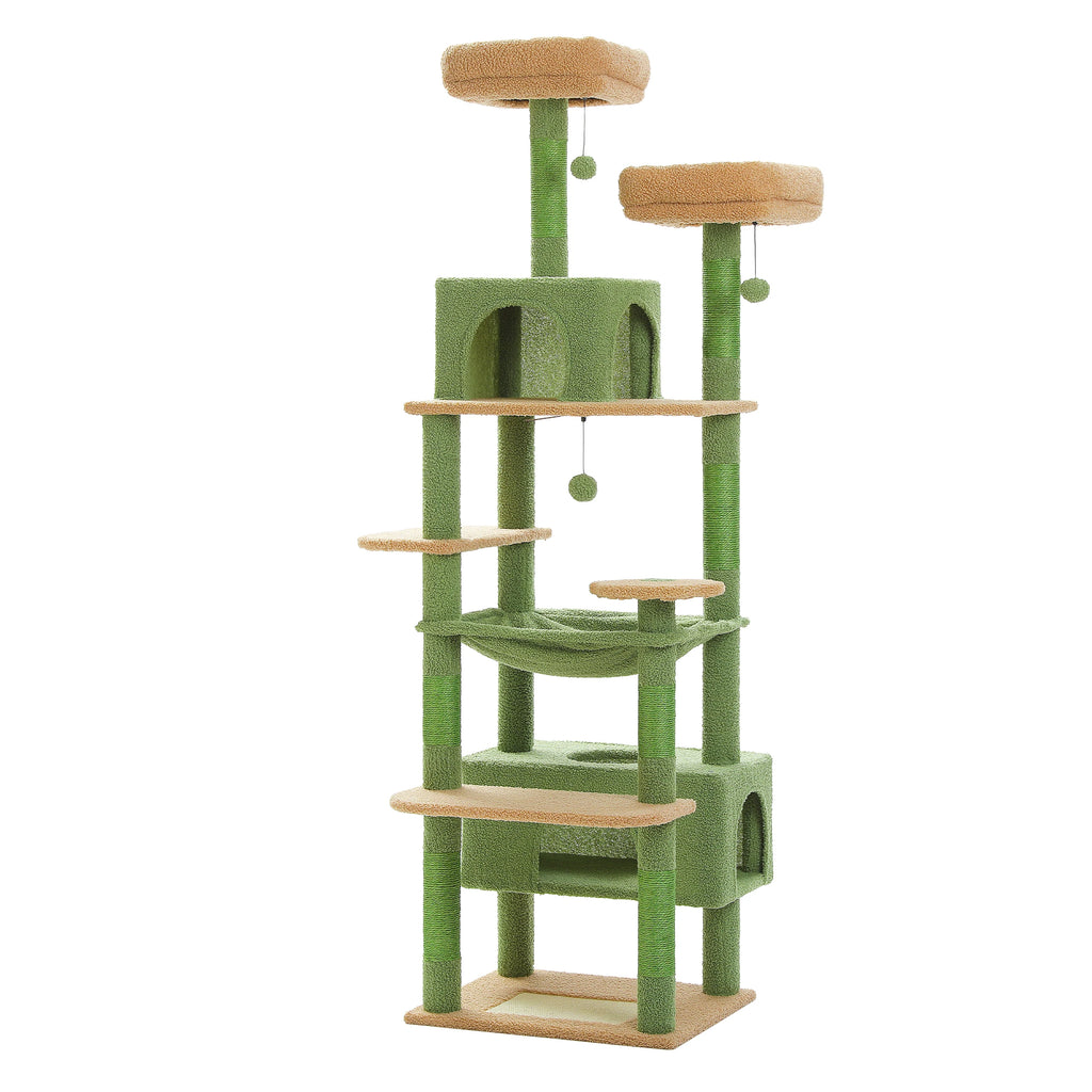 Sturdy Multi-Level Cat Tree Tower with Natural Sisal Scratching Posts,Cozy Hammock&Condo, Large Top Perch, and Fun Dangling Ball