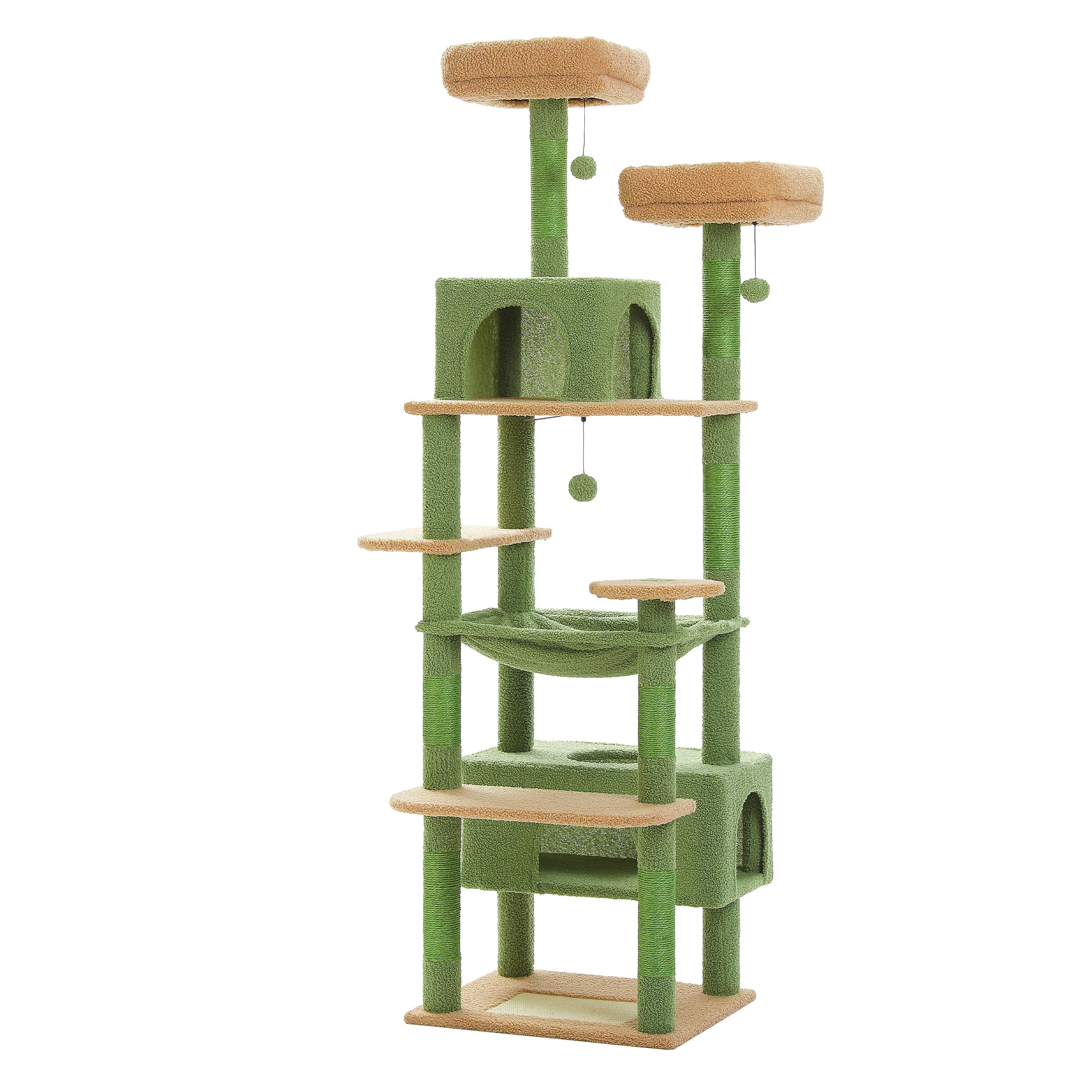 Sturdy Multi-Level Cat Tree Tower with Natural Sisal Scratching Posts,Cozy Hammock&Condo, Large Top Perch, and Fun Dangling Ball