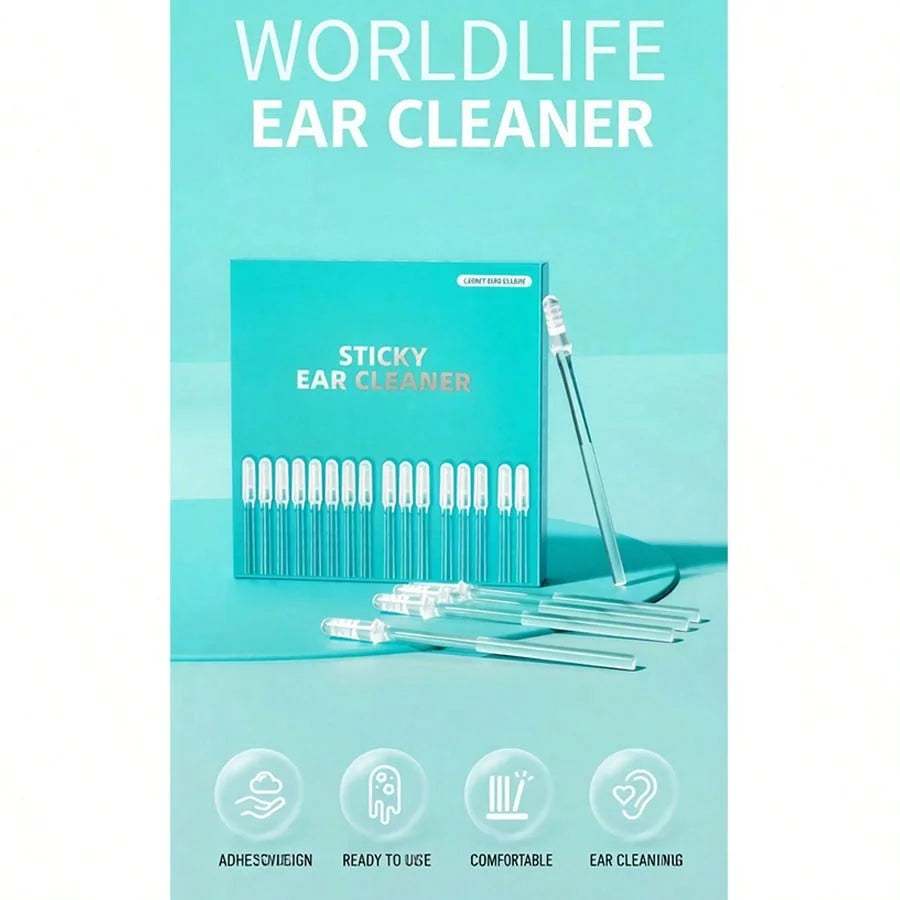 Gentle Ear Wax Cleaner for Sensitive Ears - Sticky Ear Cleaner， Hygienic Disposable Ear Picks with Travel Case,  Earwax Removal Tool by