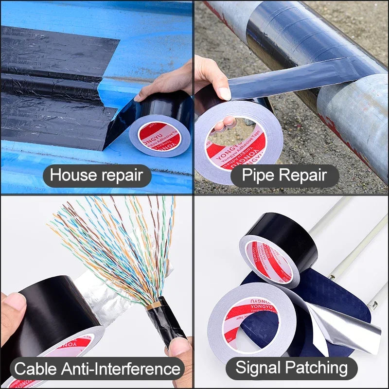Insulated Aluminum Foil Tape Black Waterproof and Fireproof Self-Adhesive Tape Heat-Resistant Aluminum Duct Tape 20m/50m Long