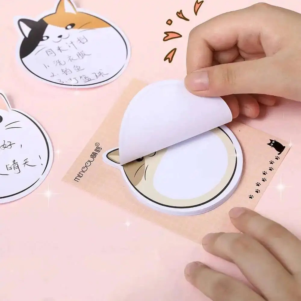 1 Piece Lytwtw's Cartoon Adhesive Cute Kawaii Cat Notes Notepad Memo Pad Office School Supplies Stationery Sticker Decoration