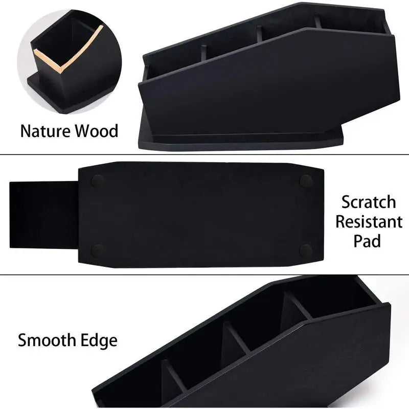 Day Night Cosmetic Brush Organizer Gothic Wooden Coffin Makeup Holder Cosmetic Storage Spooky Compartment Pen Holder