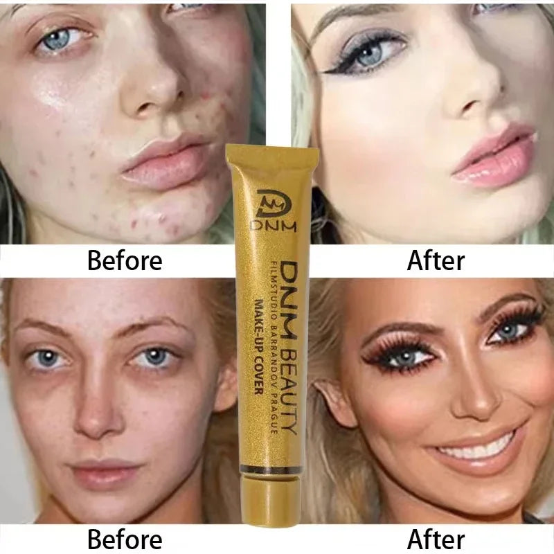 Gold Tube Full Coverage Concealer,Face High Coverage Foundation Cream For Dark Circles Tattoos Freckles Redness,Even Skin Tone
