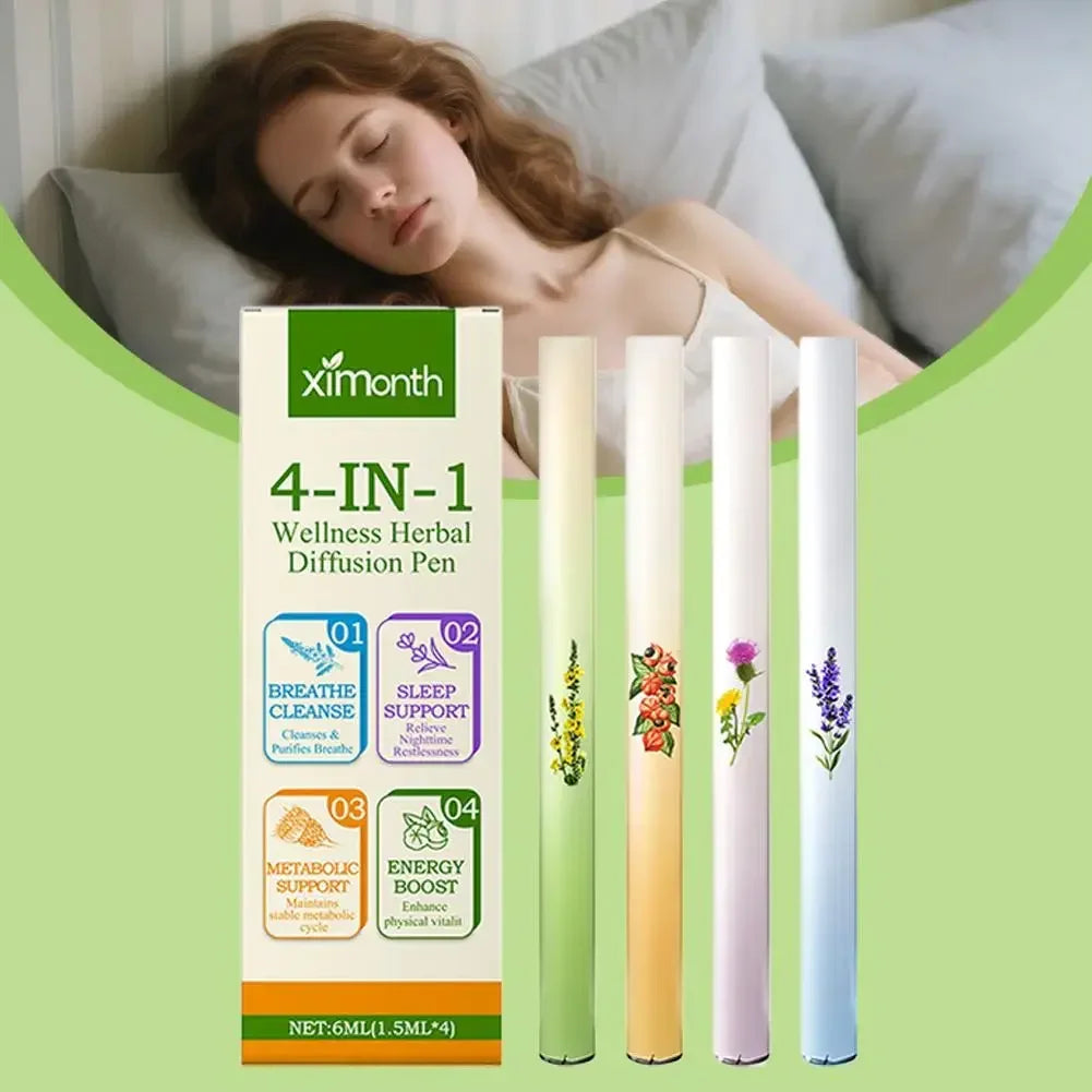 4 In 1 Air Freshening Pen: Relaxing The Senses Clear Pen Diffuser Lung-Cleansing Aromatherapy Refreshing Breathing Invigora M6P4