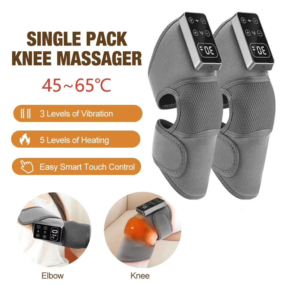 3-in-1 Electric Heating Knee Pad Massager for Shoulder Elbow 5-level Vibration Hot Compress Cordless Massage Muscle Joint Relax