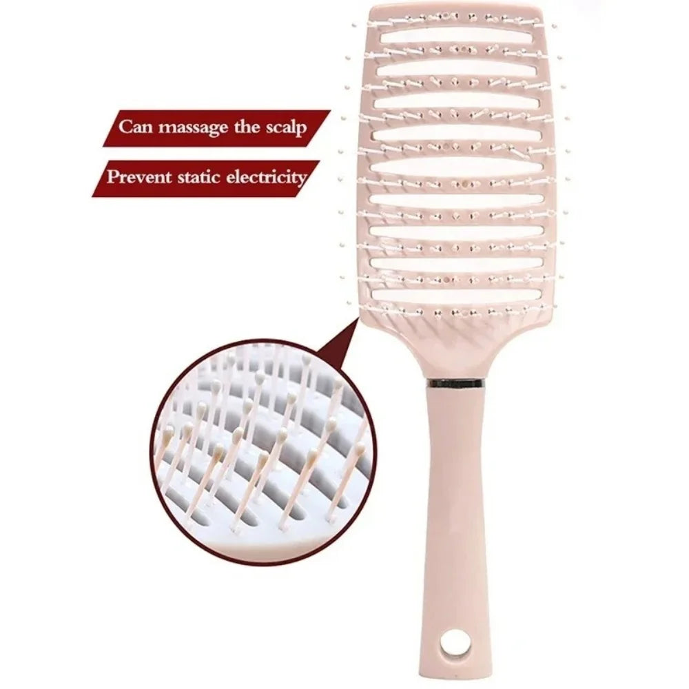 Gentle Pink Hollow Scalp Massage Comb Hairdressing Wide Tooth Hair Comb Wet Curly Massage Brush Barber Styling Hairdressing Tool