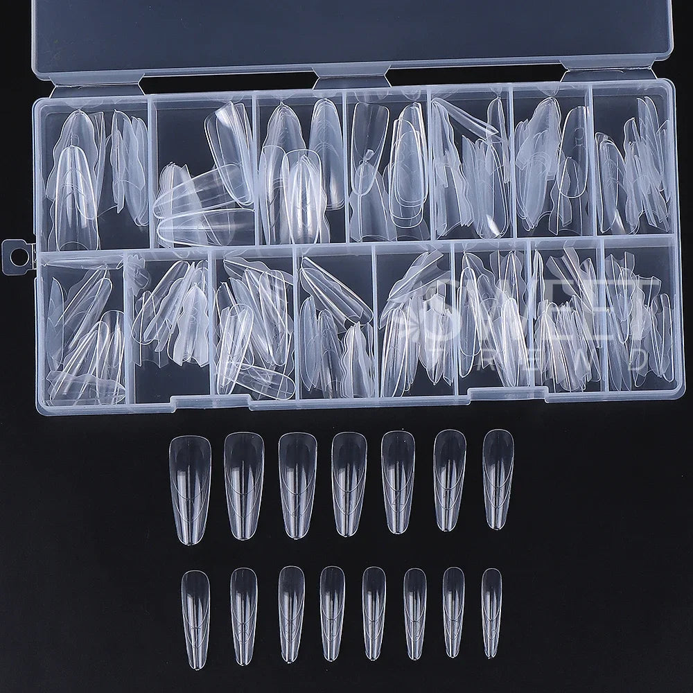 1 Box Dual Nail Forms New 180pcs 15 size Extensions-Dual Forms Long Coffin Almond Top/ Bottom Nail Forms Manicure Extension Tool