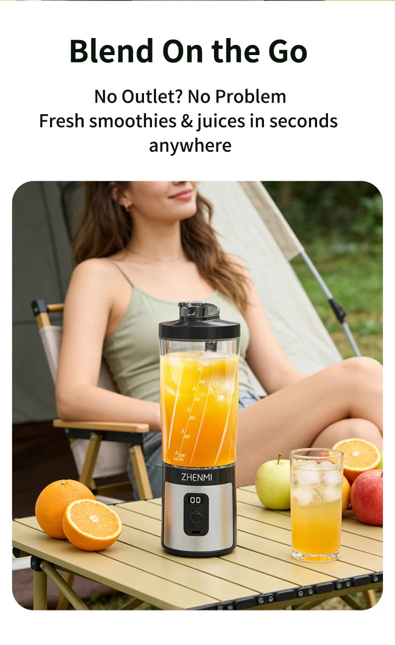 ZHENMI Personal Portable Blender with Digital Auto-Countdown Display, 20oz Leakproof Travel Cup with Guarded 6-Blade for Ice Cru