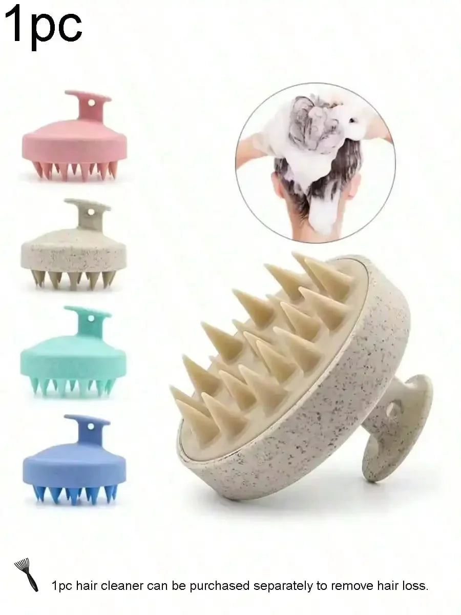 1pc Soft Silicone Scalp Massage Shampoo Brush, For Dry/Wet Hair (Curly/Straight) And All Hair Types, Bath Head Massage Comb. Can Be Used For Blow-Drying, Styling, Shampooing, Hair Care Massage. Portable And Easy To Clean, Sim