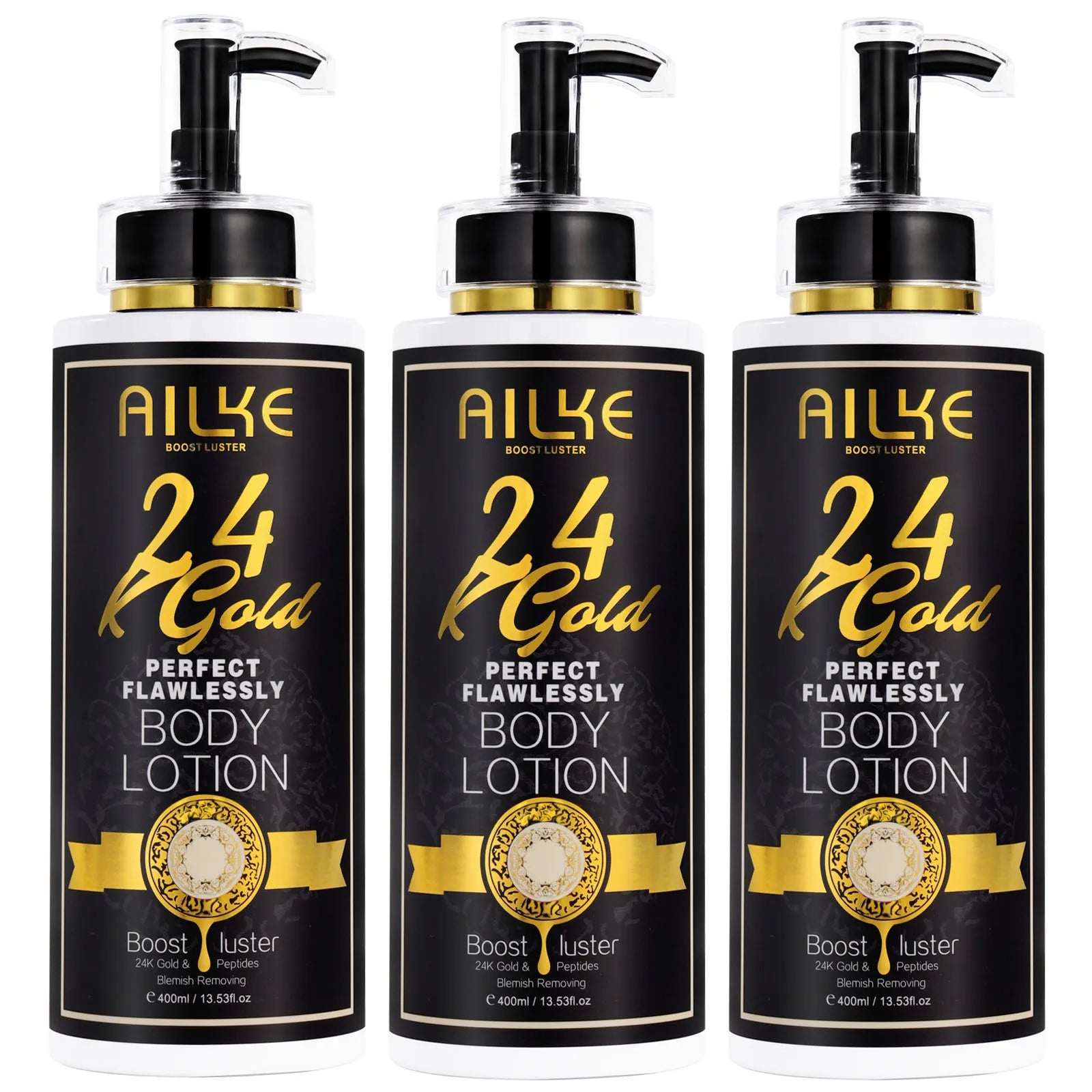 AILKE 24K Whitening Skin Set, Lightening, Remove Black Spots, Melanin, Stains, Even Skin Tone, Moisturizing, for All Skin Types