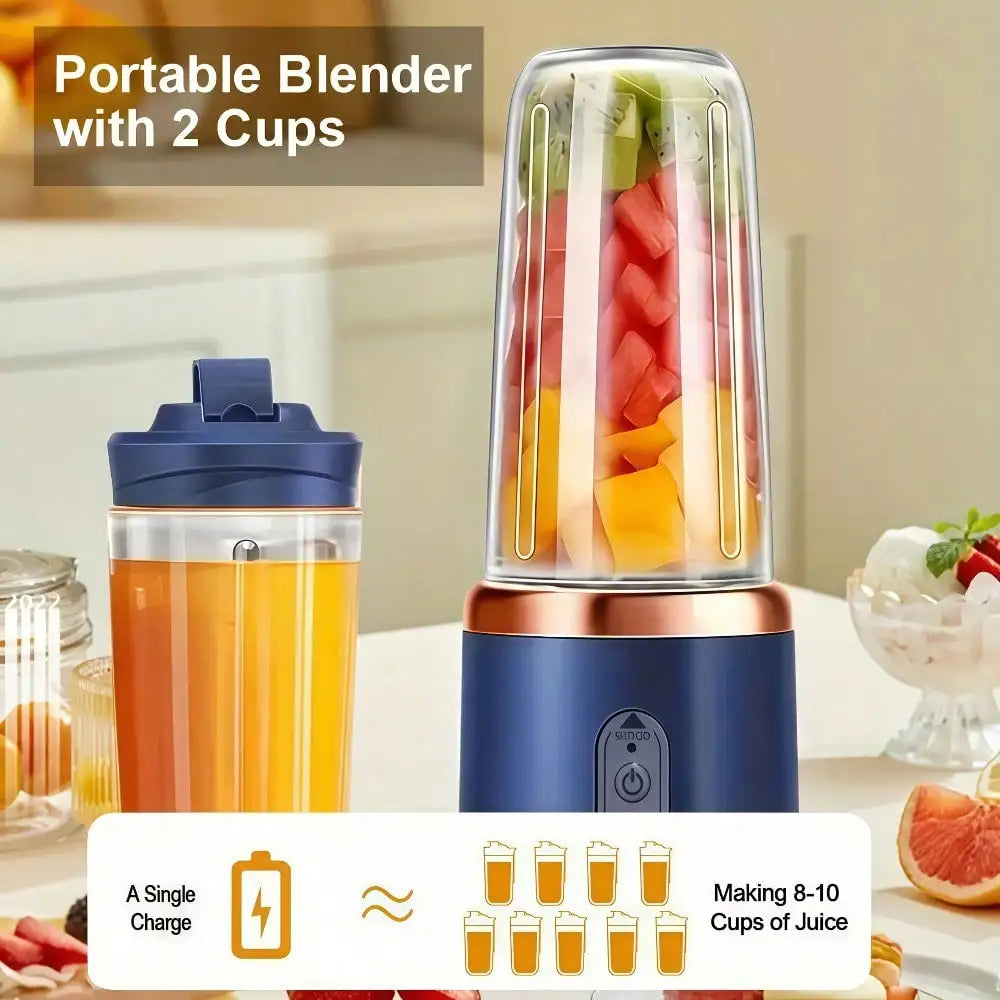 Juicer Cup + Portable Outdoor Cup, Dual Cups, Detachable, Easy To Clean, For Making Fine Juice, Fruit Blender, Beverage Maker, Suitable For Home, Outdoor Travel, Office, USB Charging, Portable Blender, Juice Mixer - Perfect G