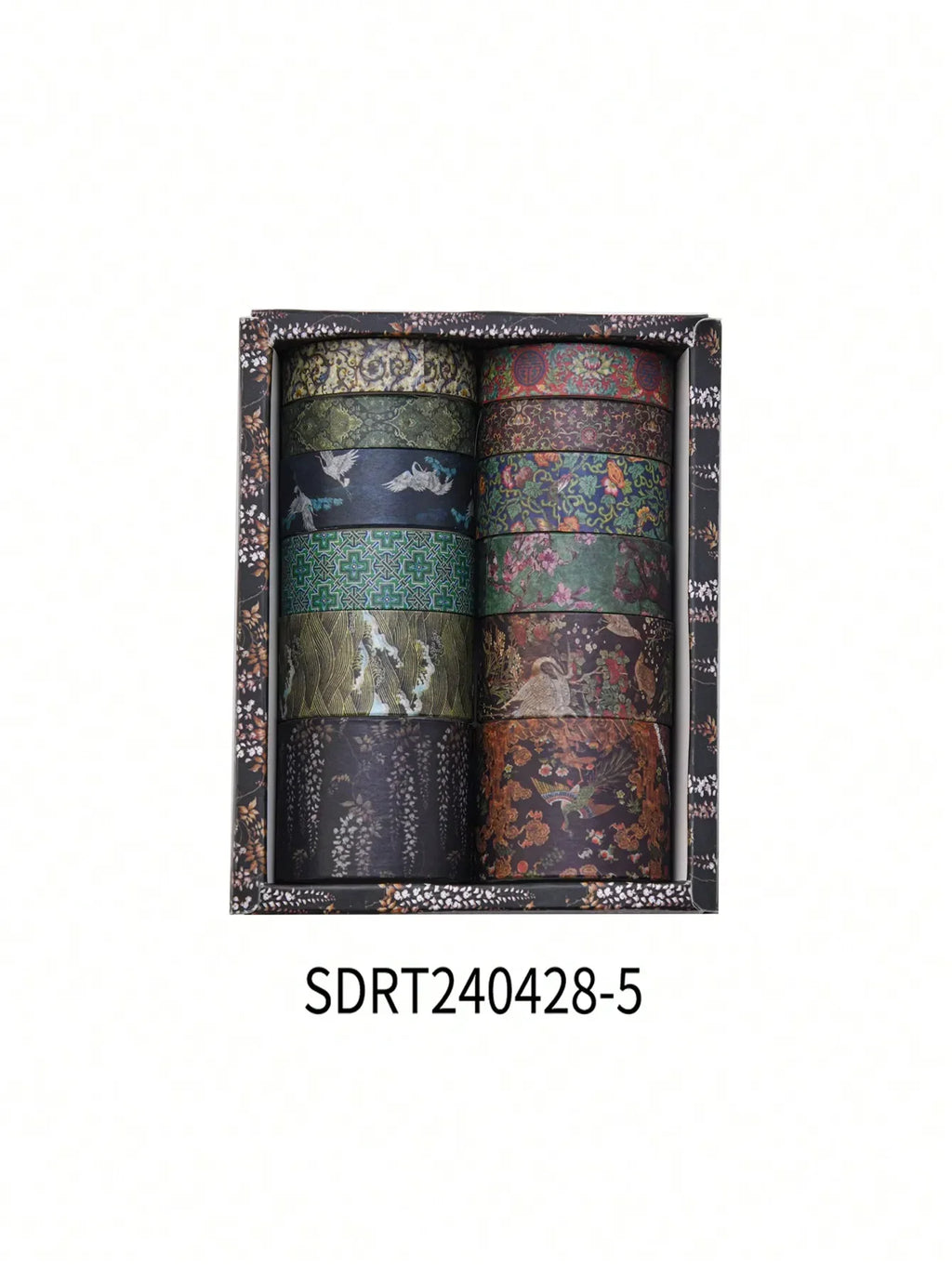 12 Rolls/Box, Retro Landscape Washi Tape, Creative Floral Mountain Crane Print Design Sticker Rolls, Scrapbook And Gift Wrapping Decoration DIY Masking Tape