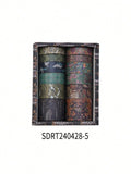 12 Rolls/Box, Retro Landscape Washi Tape, Creative Floral Mountain Crane Print Design Sticker Rolls, Scrapbook And Gift Wrapping Decoration DIY Masking Tape