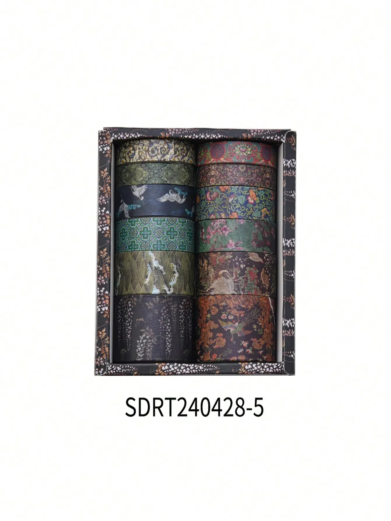 12 Rolls/Box, Retro Landscape Washi Tape, Creative Floral Mountain Crane Print Design Sticker Rolls, Scrapbook And Gift Wrapping Decoration DIY Masking Tape