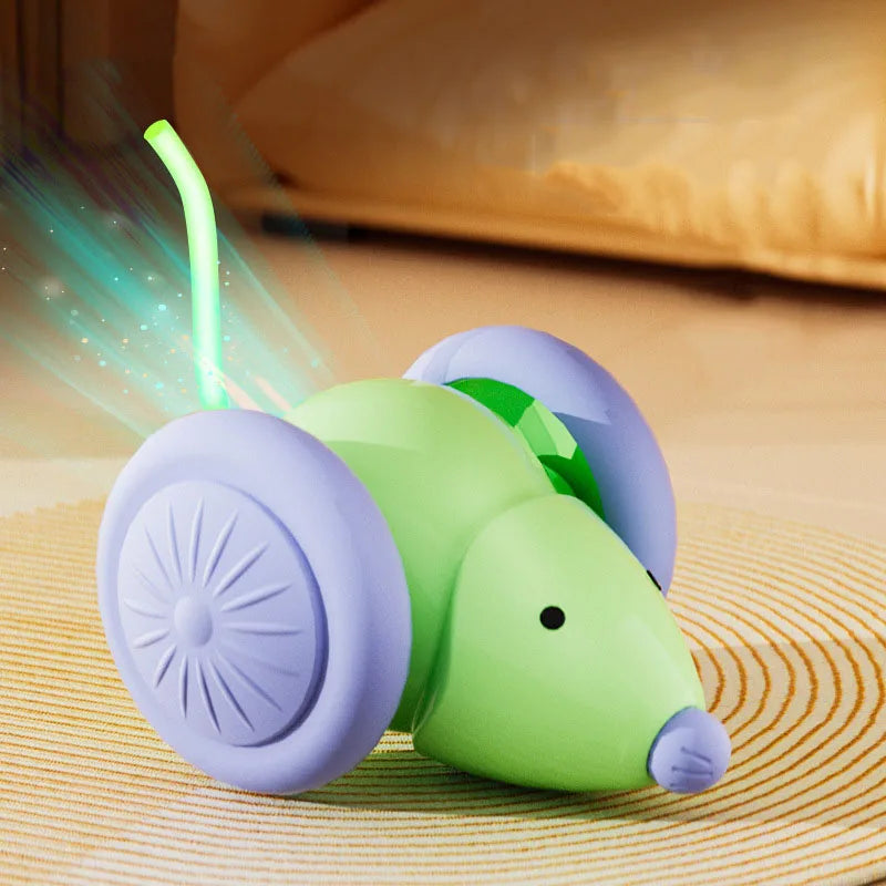 Electric Mouse Car Interactive Cat Toy Rechargeable Automatic Kitten Toy Intelligent Obstacle Avoidance Pet Cat Toy