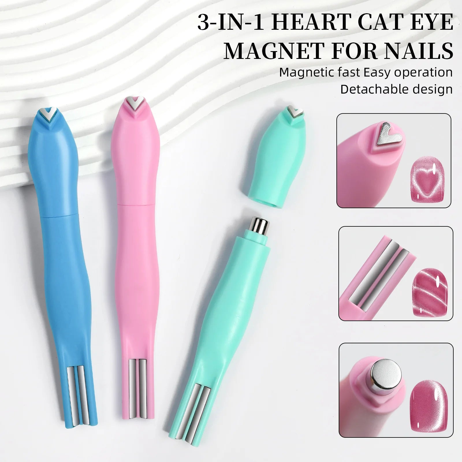 Multi Shape 3 In 1 Cat Eye Magnet Pen Heart Moon Snake French Double Line 1Pc For Magnetic Gel Professional Salon DIY Nail Art Supply