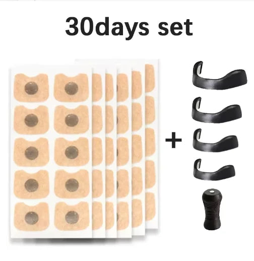 Nose Expander Kit With 30pcs Square Nose Strips & 4pcs Nose Clips, Suitable For Sports, Home, Travel & Business Trips