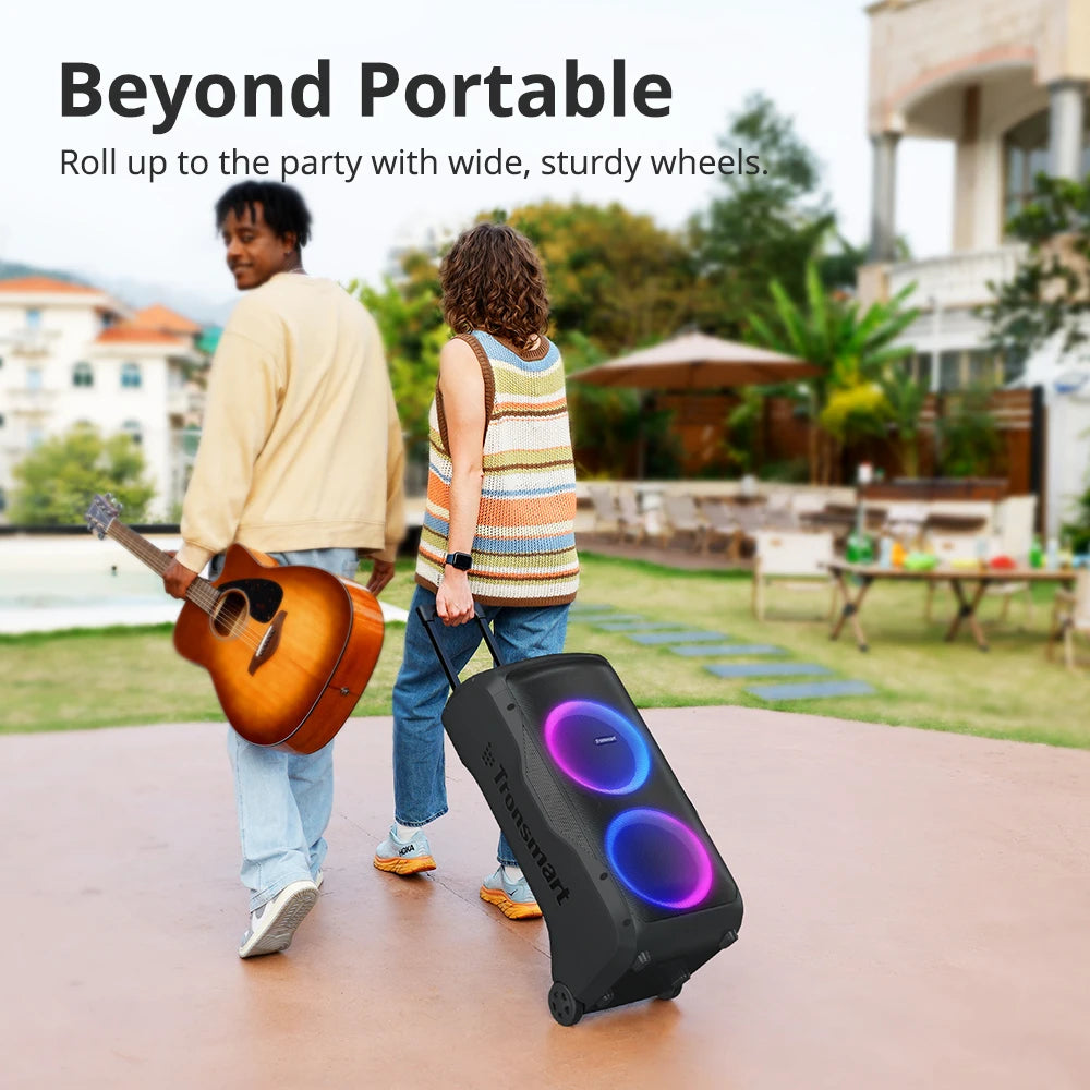 Tronsmart Halo 300 Speaker Partybox 240W with Guitar/Mic/XLR Input, TWS, 20H Playtime, wheels & Hidden Lever, for Party